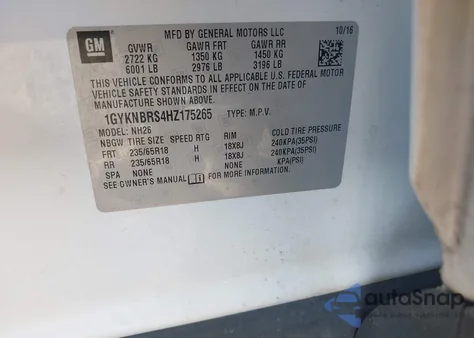 2017 Cadillac Xt5 Luxury z USA, uszkodzony, nr VIN 1GYKNBRS4HZ175265